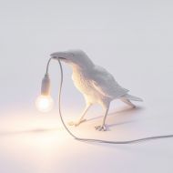 Seletti 14732 waiting BIRD настольная лампа ворона белая
